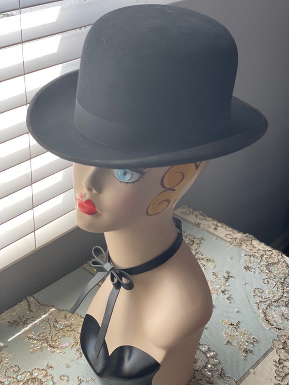 1920s Knox 5th Ave Black Derby Hat Vintage Antique - image 6