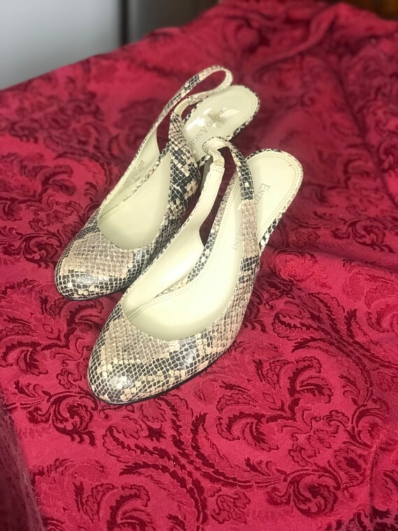 snakeskin slingback heels
