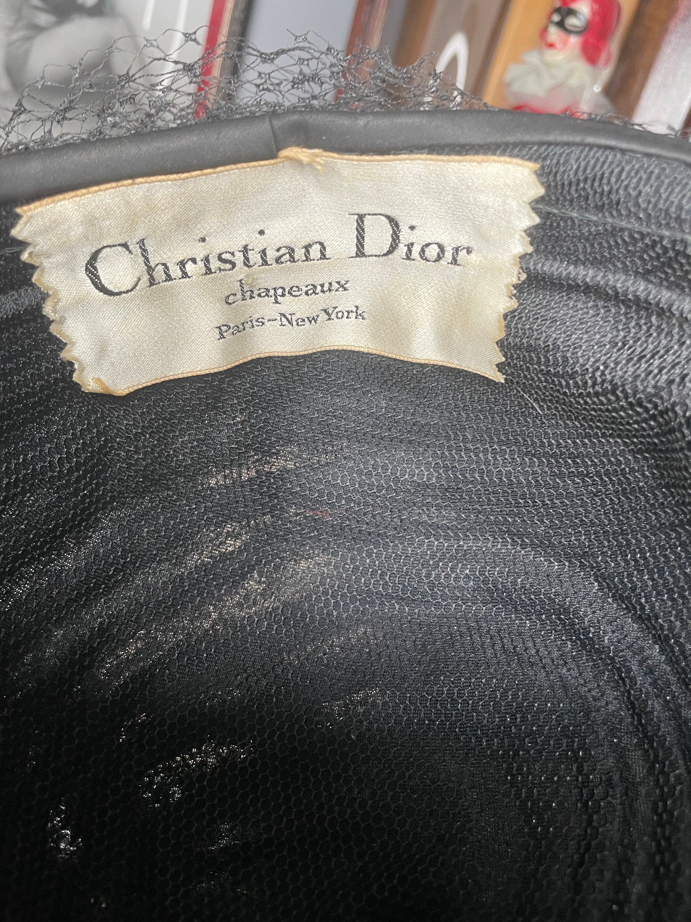 1960s VTG Christian Dior Designer Chapeaux Hat Black Straw 