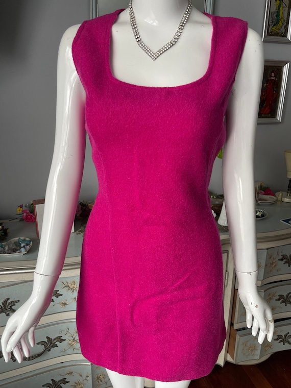 90s United Colors of Benetton Barbie Hot Pink Wool Mini Dress - Etsy