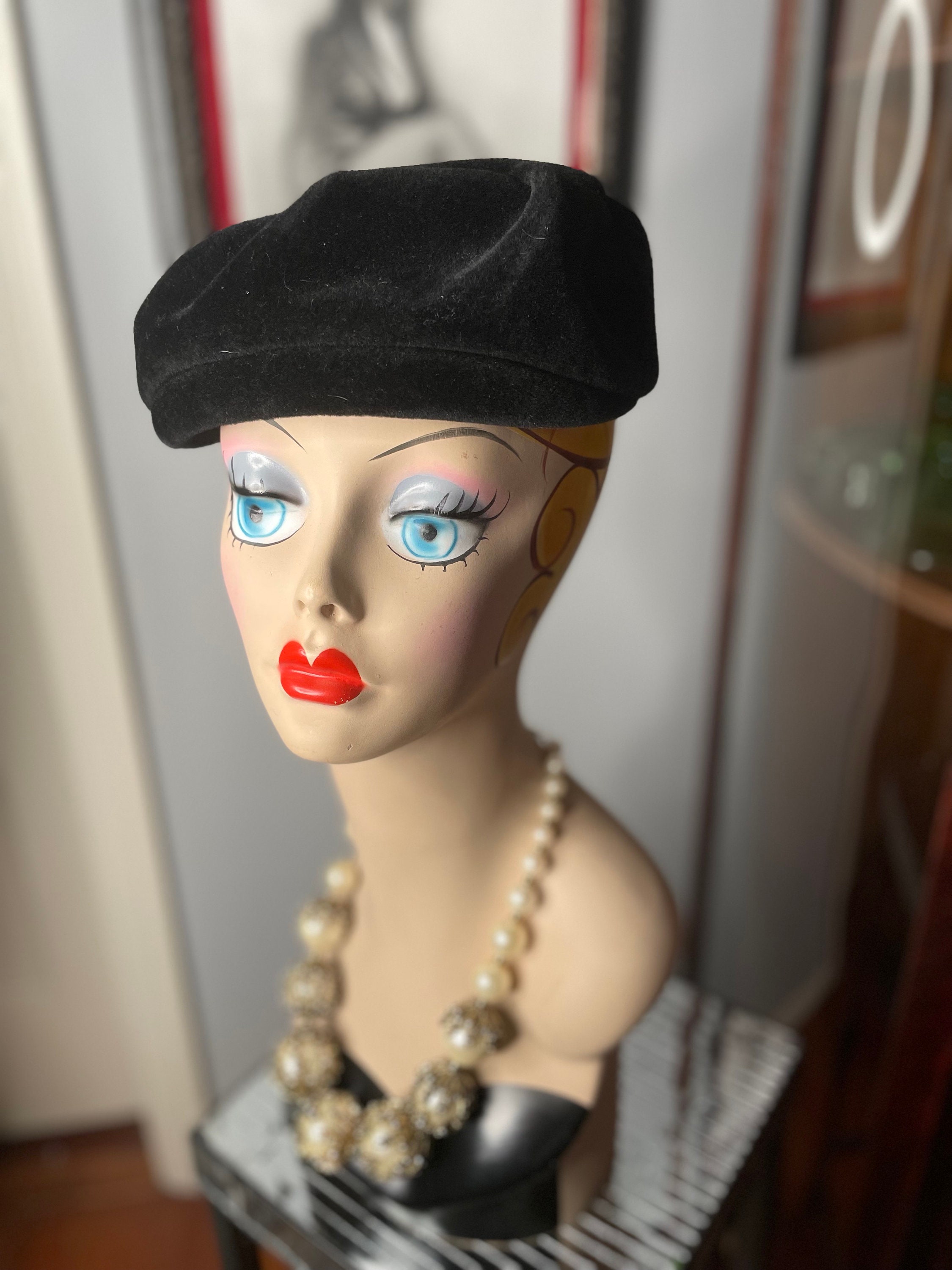 VTG Gilbert Orcel Cocktail Hat Feather Rhinestones Spiderweb 