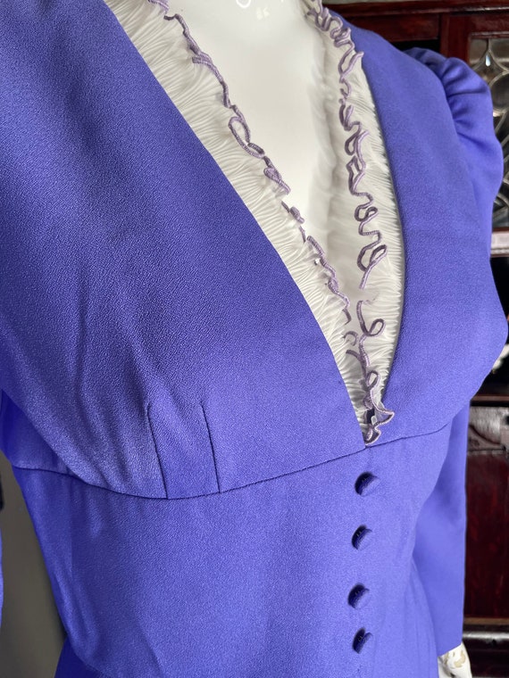 VTG 70s Lavender Lilac Prairie Dress w Ruffles Co… - image 6