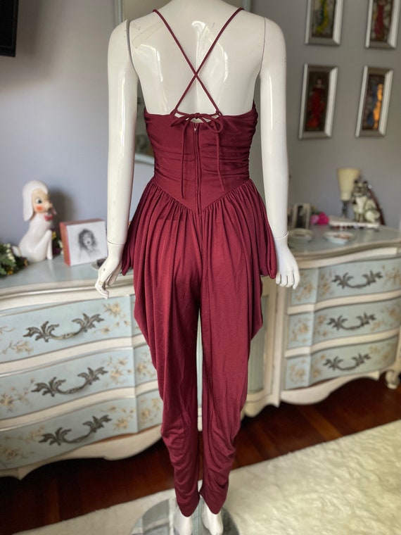 1970s 1980s Vintage Burgundy Jumpsuit with Exagge… - image 7