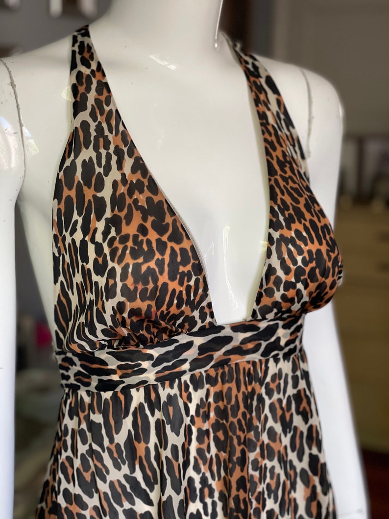 Vintage 60s/70s Nylon Leopard Babydoll Dress Nightie image 3
