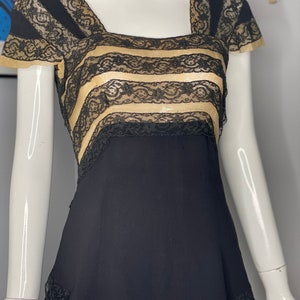 MUSEUM PIECE: 1930s Blum's Vogue Chicago Bespoke Nude Illusion Black Dress image 4