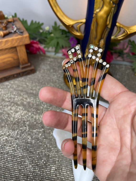 Art Deco 1920s Celluloid Rhinestone Hair Comb