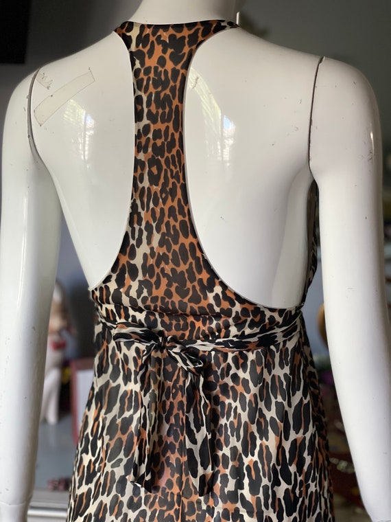 Vintage 60s/70s Nylon Leopard Babydoll Dress Nigh… - image 7