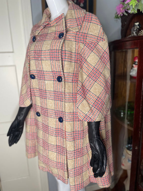 1960s "Queen of the Capes" Plaid Cape London Fashi