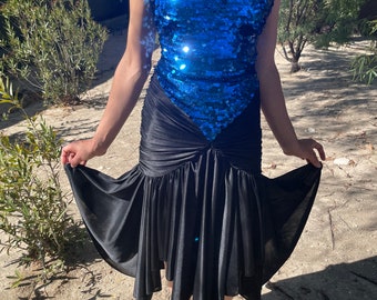 Blue Sequin Disco 70s Dress - Etsy