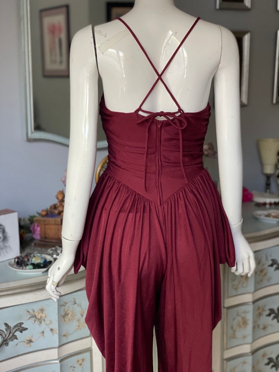 1970s 1980s Vintage Burgundy Jumpsuit with Exagge… - image 6