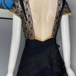 MUSEUM PIECE: 1930s Blum's Vogue Chicago Bespoke Nude Illusion Black Dress image 2