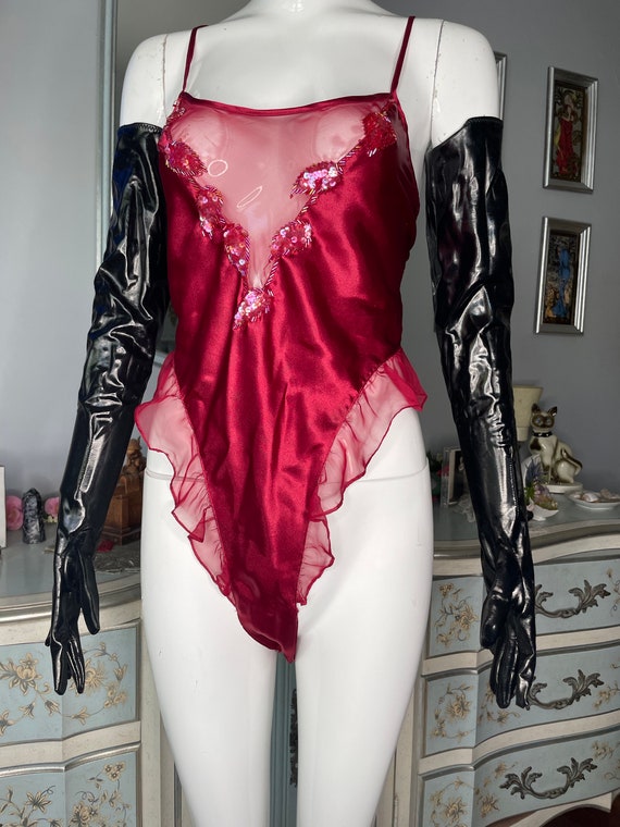 Victorias Secret Gold Label Burgundy Sheer Linger… - image 3