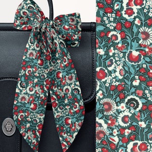 Liberty London Holiday / Christmas Head or Purse Scarf - &quot;Maria&quot; Skinny Scarf  - Tie headband, Handbag flair - Silky Floral Tana Lawn Cotton