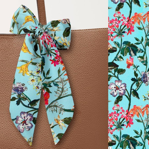 Liberty London Scarf - Purse-Hair-Neck - Choose length - Lockwood Floral Skinny Scarf  Bow - Tie headband Handbag flair - Tana Lawn Cotton