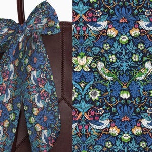 Liberty London Scarf - Purse-Hair-Neck - Choose length - Strawberry Thief William Morris  Skinny Scarf Bow- Tie headband Handbag flair -Tana