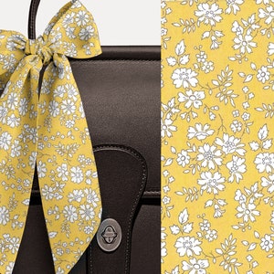 Liberty London Neck Purse Head Scarf - Choose Length - Capel Yellow Skinny Scarf Bow Twil -Tie headband Handbag flair Silky Tana Lawn Cotton