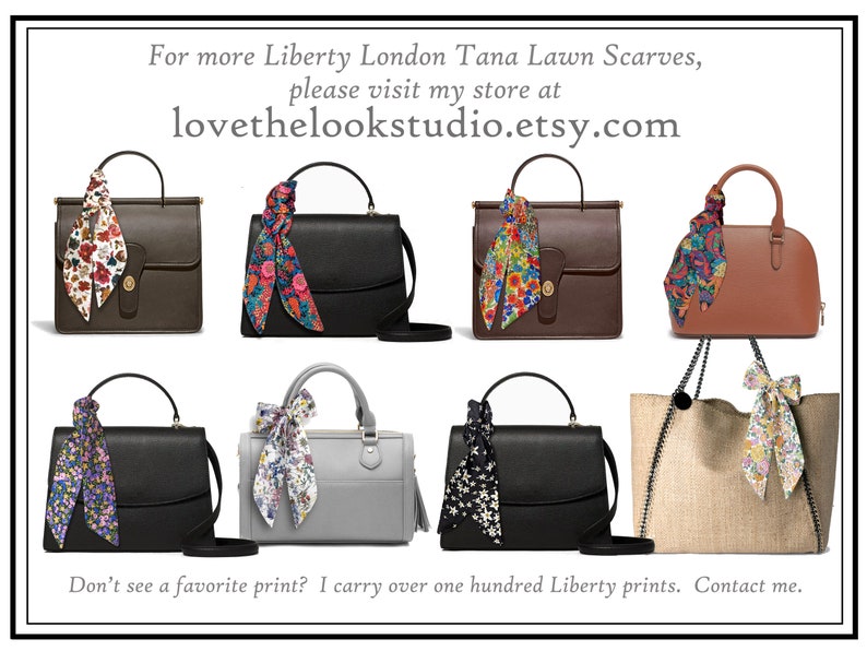 Liberty London Scarf Purse-Hair-Neck Choose length Clementina Poppy Tie headband Handbag flair Silky Tana Lawn Cotton image 10