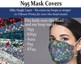 N95 Mask Cover - Choose from 70 Liberty London prints, no extra loops, single layer reusable - Liberty London silk-like cotton (part 1 of 2)