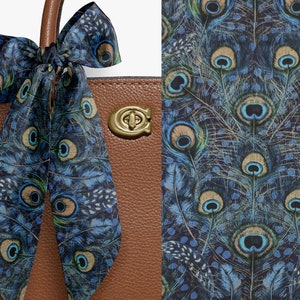 Liberty London Scarf - Purse-Hair-Neck - Choose length - Peacock Manor Blue - Tie headband Handbag flair - Silky Tana Lawn Cotton