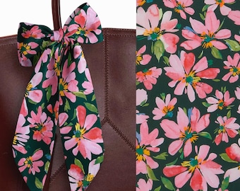 Liberty London Scarf - Purse-Hair-Neck - Choose length - Watercolor Petals Daisy Skinny Scarf Bow- Tie headband Handbag flair - Cotton Lawn