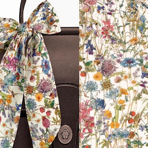 Liberty London Scarf - Purse-Hair-Neck-Choose length-Wild Flowers Butter Yellow Floral Skinny Scarf- Tie headband Handbag flair - Tana Lawn