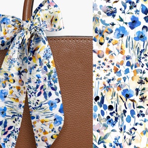 Bufanda Liberty London - Cuello, bolso, pelo - Elija el largo - "Felda B" Bufanda fina con lazo - Diadema, detalle para bolso, Algodón Tana sedoso