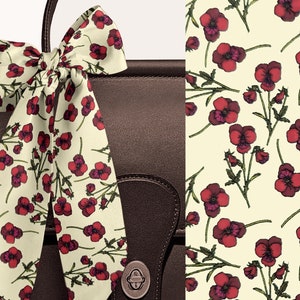 Liberty London Neck Purse Head Scarf - Choose Length - Pansy Ros Floral Skinny Scarf Bow - Tie headband Handbag flair - Silky Lawn
