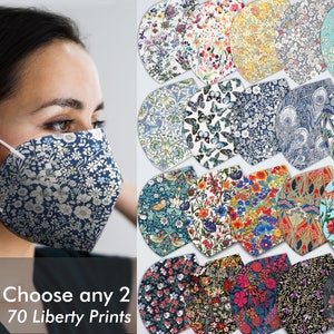 Choose Two Lightest KN95 Face Mask Covers - 70 Liberty London Prints!  2 Mask Covers + 1 KN95 Mask - Lightweight beautiful Tana Lawn cotton