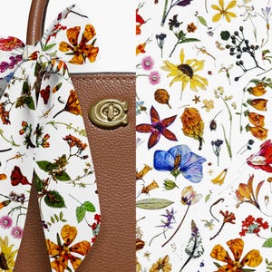 Liberty London Scarf - Purse-Hair-Neck - Choose Length - Floral Eve White Skinny Scarf - Tie headband, Handbag flair -Silky Tana Lawn Cotton