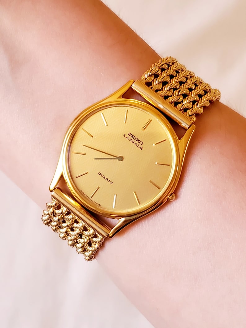 Seiko Lassale 14k Solid Gold/18k band Mens watch With Original Etsy