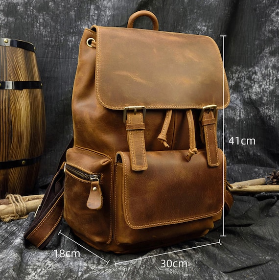 Leather Large Backpack Handmade Vintage Cute Hikin