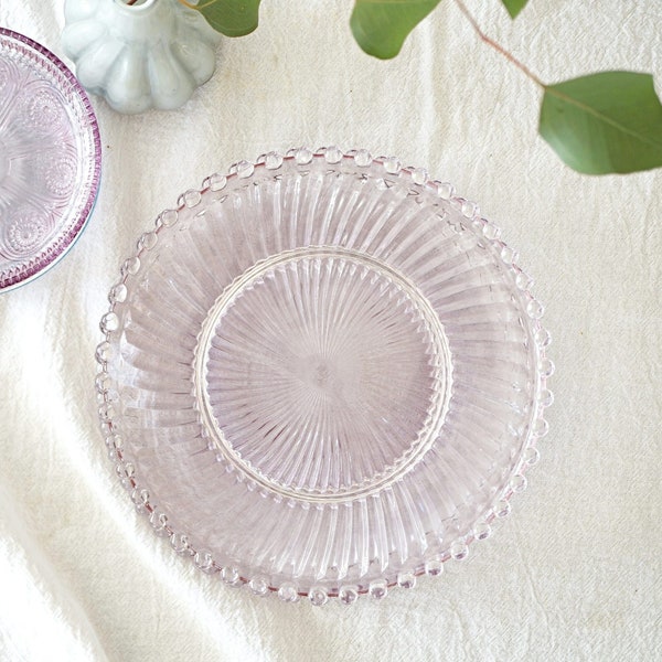 Depression Glass Plates Set of 4-Colored Glass Plates Set-Salad Glass Plates Set-Dessert Plates Set Glass-Vintage Style Glassware Set