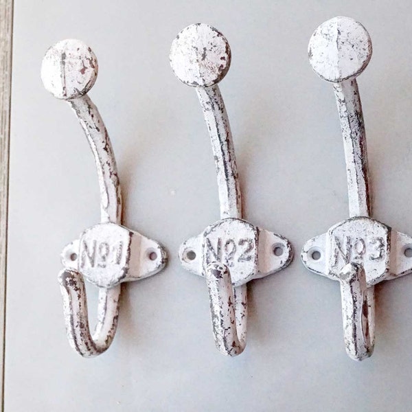 Set of 3 Vintage Wall Hook, Antique Style Coat Hanger, Shabby Chic Wall Hook, French Wall Hanger Set, Cast Iron Wall Hook Set, nursery room