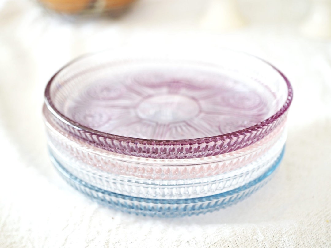Glass Dessert Plates Setcolored Glass Platesdepression Glass Plates