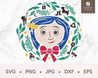 Coraline SVG, Coraline Christmas SVG, chave de bloqueio Coraline, botão, botas, cachorro, gato svg png jpg dxf eps Arquivos de corte de silhueta Cricut