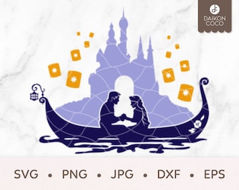 Tangled SVG, At Last I See the Light SVG, Tangled Boat and Castle svg, svg png jpg dxf eps Cricut Silhouette Cutting Files