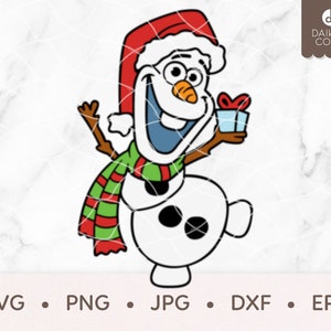 Olaf Christmas SVG, Olaf Holding Present SVG, Olaf Holiday Spirits SVG, Frozen svg, svg png jpg dxf eps Cricut Silhouette Cutting Files
