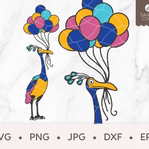 Up Kevin Bird SVG, Up Balloons SVG, Up SVG, Kevin Bird Peacock with Balloons, svg png jpg dxf eps Cricut Silhouette Cutting Files