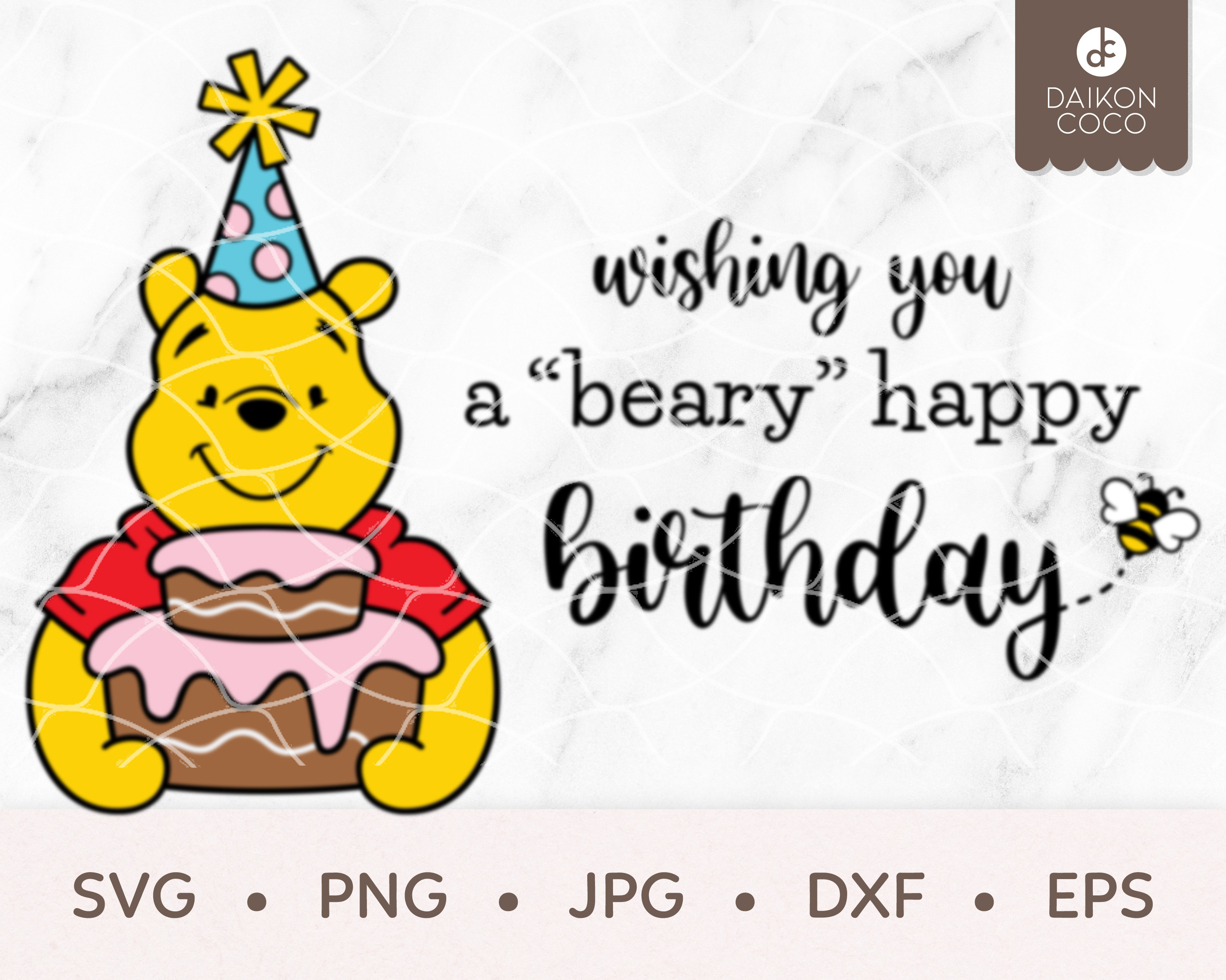 Winnie the Pooh Birthday SVG Winnie Pooh Cake SVG Svg Png - Etsy Hong Kong