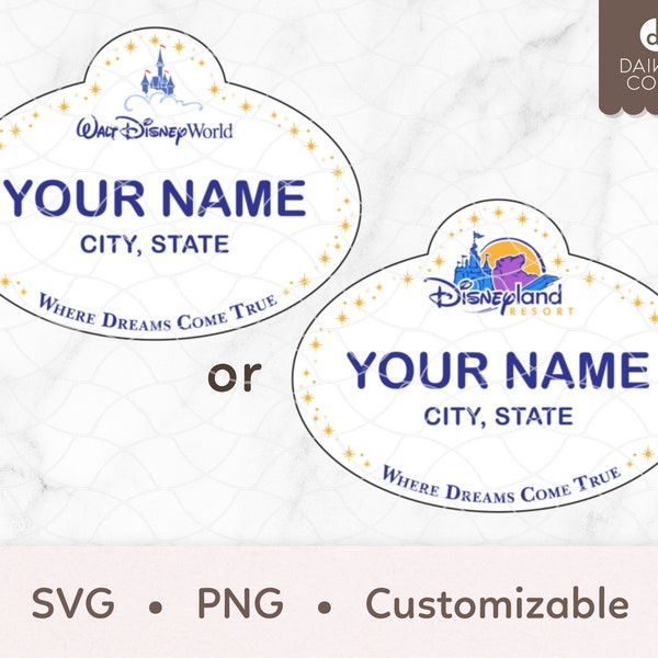 Walt World and DL Theme Park Cast Member Name Tag SVG, Personalized, Customizable, svg png Digital Files