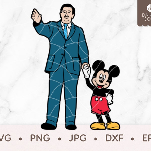 Walt and Mouse SVG, Walt SVG, svg png jpg dxf eps Cricut Silhouette Cutting Files