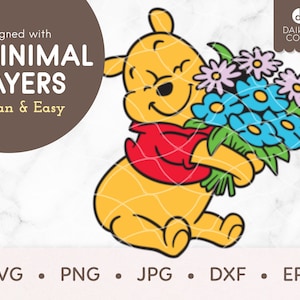 Winnie the Pooh Flowers SVG, Winnie the Pooh Bear SVG, svg png jpg dxf eps Cricut Silhouette Cutting Files