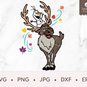 Olaf und Sven SVG, Olaf Herbstblätter SVG, Gefrorene Herbstwind SVG, svg png jpg dxf eps Cricut Silhouette Schneidedateien