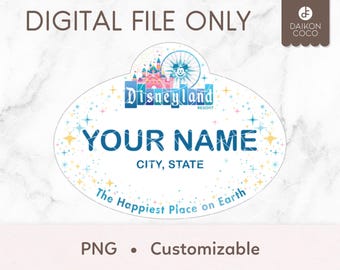 NUEVA etiqueta con nombre para miembro del elenco del parque temático Disneyland, archivo digital PNG, personalizada, personalizable, alta resolución