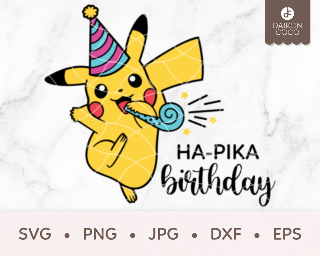 ピカチュウ バースデー SVG、ポケモン バースデー SVG、svg png jpg