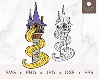 Tangled Tower SVG, Rapunzel's Tower SVG, Tangled Castle SVG, svg png jpg dxf eps Cricut Silhouette Cutting Files