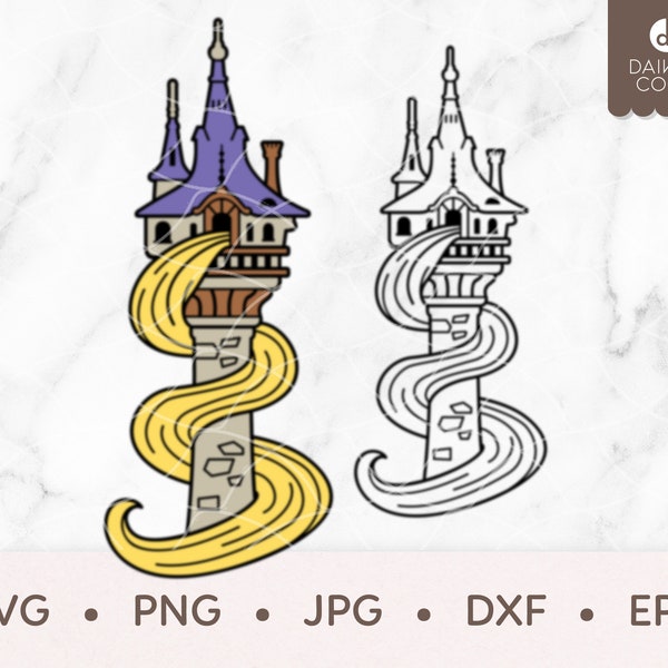 Tangled Tower SVG, Rapunzel's Tower SVG, Tangled Castle SVG, svg png jpg dxf eps Cricut Silhouette Cutting Files