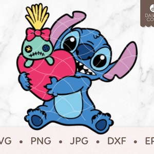 Stitch and Scrump SVG, Stitch Valentine SVG, svg png jpg dxf eps Cricut Silhouette Cutting Files