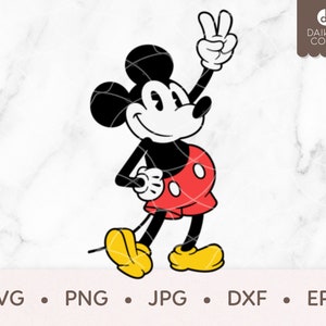 Souris paix signe SVG, rétro souris paix SVG, svg png jpg dxf eps Cricut Silhouette coupe fichiers