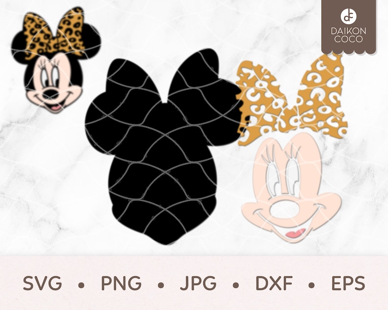 svg png jpg dxf eps Cricut Silhouette Cutting Files Leopard Print SVG Minnie Leopard /& Solid Bow SVG Minnie Mouse SVG
